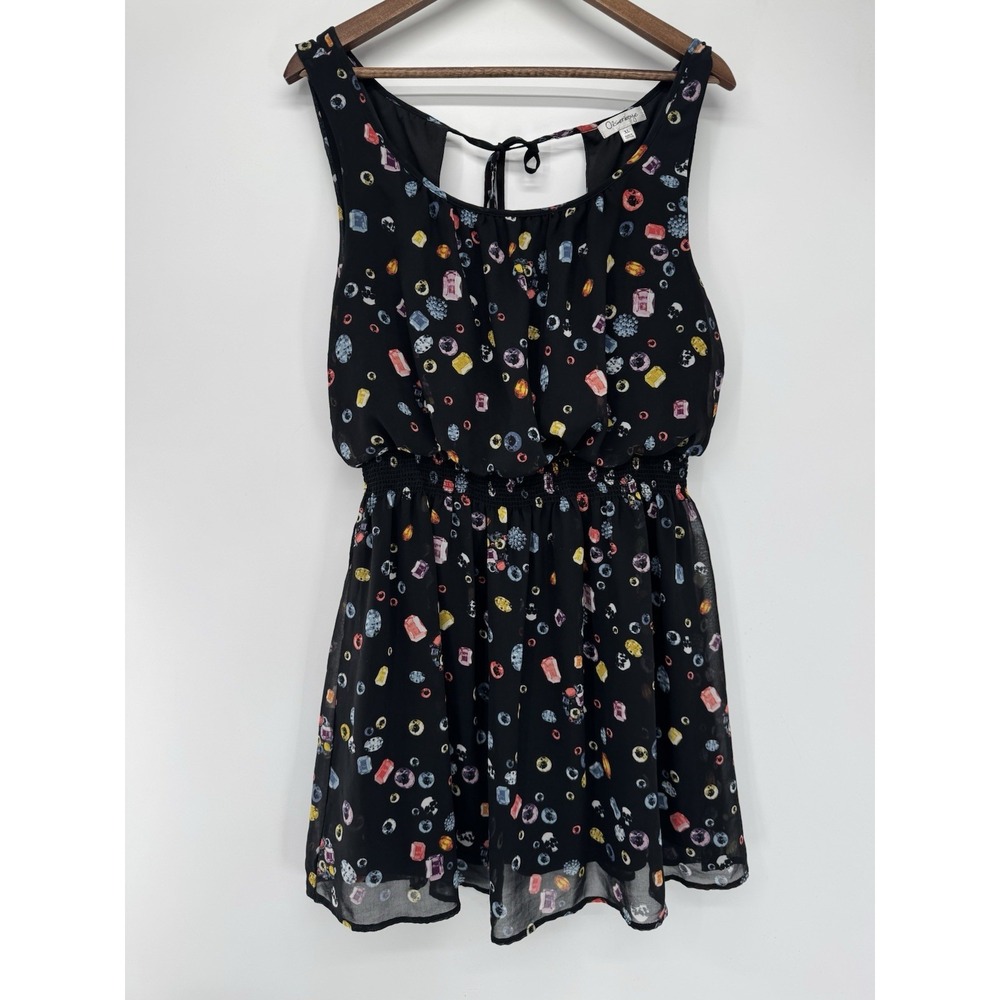 Olsenboye Gem Stone Diamond Chiffon Fit & Flare Mini Dress XL babydoll Sheer